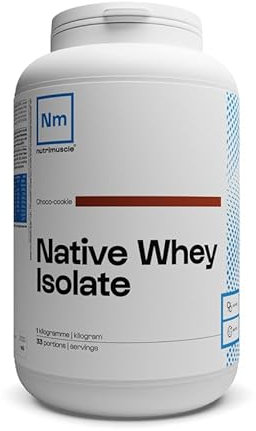 Isolat De Whey Native - 1kg Choco Cookie - Lait Français - Jusqu'à 85% de protéines par dose - Whey Protein - Musculation - Prise de Masse Musculaire | Nutrimuscle