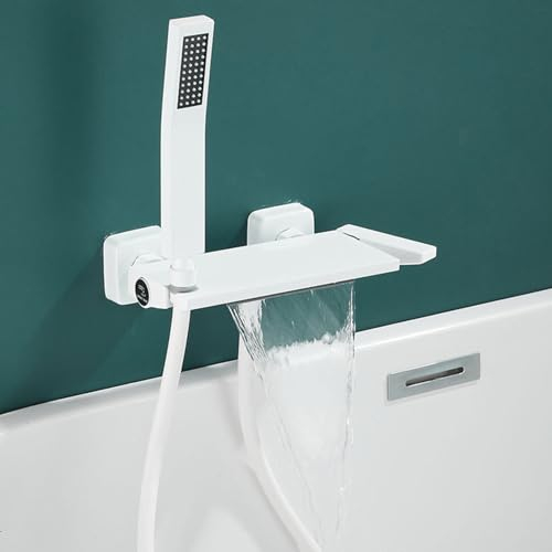 XJTNLB Badewannenarmatur Wasserfall Weiß Wand Dusche Armatur Mischbatterie Badewanne mit Brause Armatur Dusche Einhebel-B