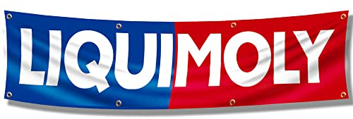 ENMOON Liquis Molys Banner-Flagge (61 x 244 cm, HD-Druck), für Auto, Motoröl, Rennflagge, Garage, Geschäft, Wandschild, Dekoration, 61 x 243,8 cm, blau