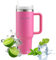 DSYZWEE 1200 ml Thermobecher, 40 oz Thermobecher mit Strohhalm und Henkel, Doppelwandiger Edelstahl Vakuum Auslaufsicher Trinkbecher, Autobecher Becher Tumbler Thermobecher Kaffeebecher Rosa