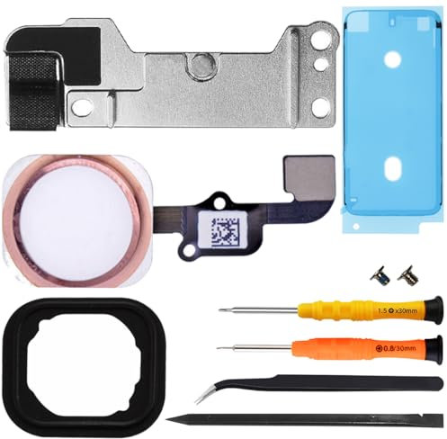 ZHUROUPU Ersatz-Home-Button für iPhone 6S/6S Plus, Fingerabdruck Touch ID Flex-Kabel-Anschluss-Zubehör für A1700 A1633 A1634 A1699 A1687 mit Gummidichtung Teil mit Reparaturwerkzeug (Rose Gold)