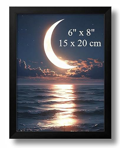 Aeadar Hölzerner Massivholzfotorahmen, schwarzer hölzerner Fotorahmen mit Plexiglas, 6 x 8 Zoll / 15 x 20 cm Bilder, Fotos, Ölgemälde & Leinwand, Art Deco Stil (1-Pack)