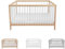 Lantigo Babybett 120x60 cm Naturbelassen & Weiß Gitterbett Buchenholz Massivholz Kinderbett mit Lattenrost höhenverstellbar 9 Stufen für Neugeborene und Kleinkinder, ohne Matratze