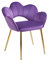 Poltrona Camera da Letto in Velluto Design Moderno, Sedia Conchiglia con Gambe in Metallo Placcato Oro Poltroncina da Salotto e Cucina con Seduta Morbida Imbottita Modello Fiorella - Viola