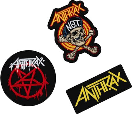 Grupo Erik - Set de patchs thermocollants Anthrax | Set de 3 patchs adhésifs pour tissus, patchs personnalisés Anthrax, patchs de groupes metal, patchs de musique, gadgets Anthrax