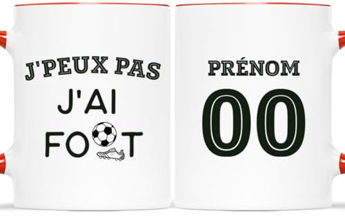 Cadeau Plus Mug Personnalisé Prénom - J'Peux Pas J'Ai Foot - Idée Sportive, Fan De Football, Tasse Personnalisée Soccer, Homme