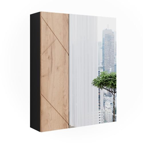 Vicco Badspiegelschrank Anthrazit/Goldkraft Eiche Irma 60x75x17 cm - Badezimmerschrank mit Spiegel, Ordnung im Bad durch versteckte Ablageflächen