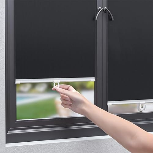 No Drill Roller Blind, 99% Blackout UV Protection, Thermal Insulating Window Shade with Suction Cups, Thermal UV Blocking Retractable Blinds Blind for Windows & Cars (45x125cm/17.7x49.2in)