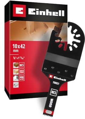 Original Einhell lame de scie plongeante en acier carbone pour le bois (finition PTFE, denture bois, profondeur 42 mm, échelle mm/pouces, changement rapide)