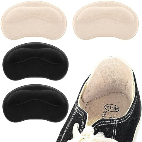 2 Pair Heel Cushion Pads, Shoe Heel Grips Pads, Back of Heel Cushion Inserts, Self-Adhesive Heel Grips Inserts, Anti Blister Shoe Liners Heel Protectors Reusable Heel Guards Liners, Improve Shoe Fit