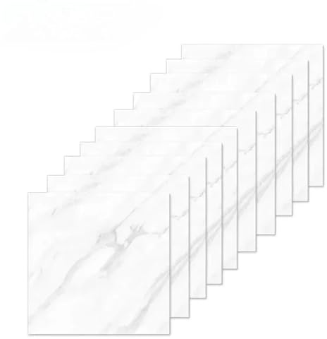 JMORCO Vinylboden Selbstklebend 10-40PCS Imitation Marmor 3D Keramik Fliesen Wand Renovierung Dekoration Aufkleber Wasserdicht Self-Adhesive(White,40PCS)