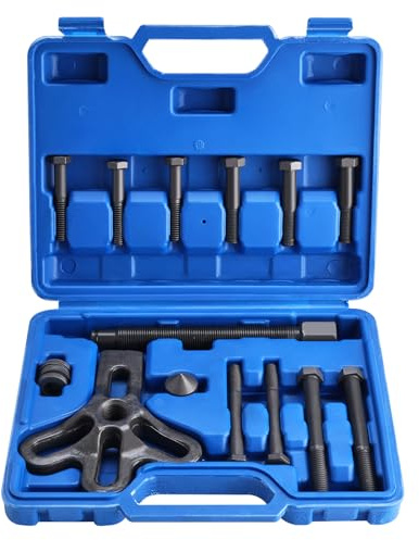 Freetec 13 pzs Extractor de Volante, 75-105mm Universal Extractor de Equilibrador Armónico,Herramienta de Extracción de Volante de Inercia Damper del Motor e Polea Moto (Azul)