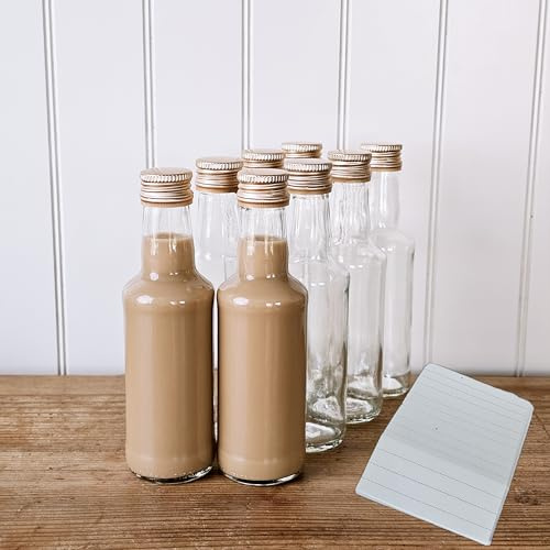 OOPS TOYS Glasflaschen zum Befüllen 200ml mit Deckel – Schnapsflaschen Likörflaschen mit Schraubverschluss – Glas Flaschen für Hochzeit, Party, Spirituosen, Likör, Öl, Essig, DIY (16 Stk)