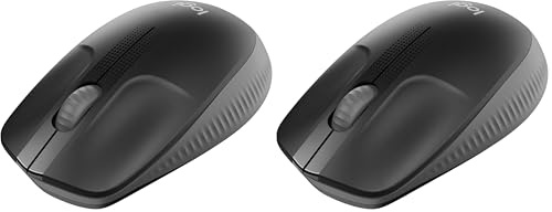 Logitech M190 Mouse Wireless, Design Ricurvo Ambidestro, Batteria fino a 18 Mesi con Funzione Risparmio Energia, Ricevitore USB, Cursore di Precisione, Rotella di Scorrimento, Nero (Confezione da 2)