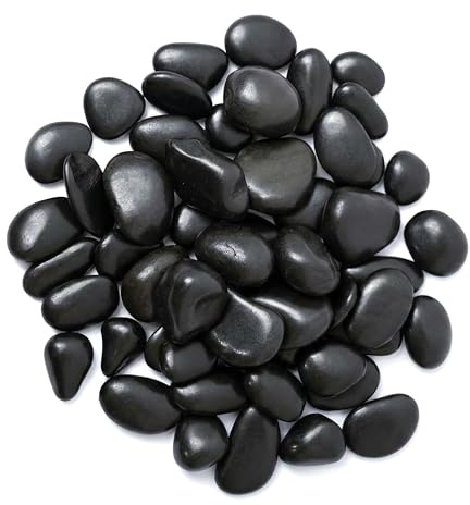 1 Kg Galets Naturels 3-5 cm Noir Poli Galets DéCoratifs pour Plantes en Bambou, Aquarium, Remplissage de Vase, Jardin Féérique, Décoration D'aquarium