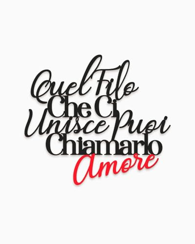 Declea Scritta in Legno Quel Filo Che Ci unisce, Decorazione murale arredo Moderno Scritta in Legno