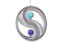 Illumino Edelstahl Windspiel Yin Yang mit 35 mm Glaskugeln - Türkis & Kobaltblau, Windspiele für draußen hängend, Gartendeko für draußen, Fensterdeko hängend