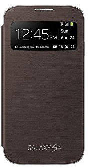 Samsung S-View - Funda para móvil Galaxy S4 (Pantalla frontal, teclas laterales para activar la pantalla), marrón