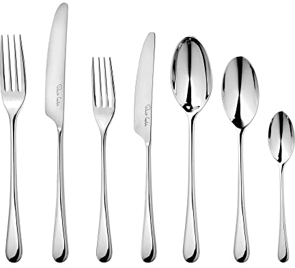 Robert Welch Iona Bright, 84 Piece Cutlery Set for 12 People. Made from Stainless Steel. Dishwasher Safe.