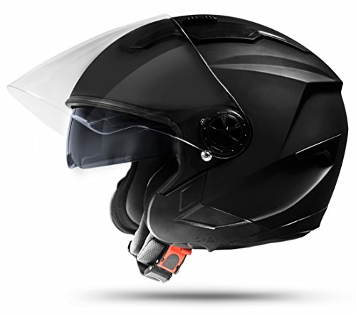ATO Moto Jet Helm LA Street Motorradhelm mit Doppelvisier System Integrierte Visiermechanik 4 punkt Belüftung und neuster Sicherheitsnorm ECE 2205 Große: L 59-60cm