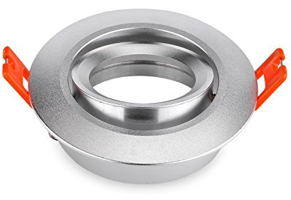 2pcs Einbaustrahler Drehbar Matt Silber Montagering GU10 230Volt & GU5.3 MR16 12Volt Fassung inklusive (ohne Leuchtmittel) für 50mm LED Leuchtmittel Einbaurahmen für Deckeneinbauleuchte(Silber)