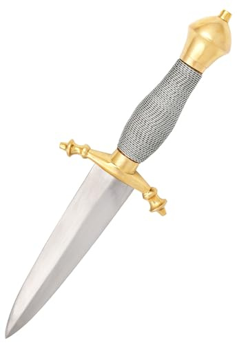 Battle-Merchant Dekorativer Stiefeldolch aus Federstahl | Ausstellungsstück Dekorativer Brieföffner, Reenactment, Mittelalter, Fantasy, ca. 30 cm ab 18