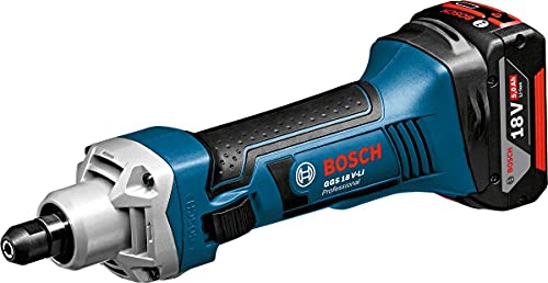 Bosch Professional 18V System Meuleuse Droite sans fil GGS18V - LI (2 batteries GBA 18V 5.0Ah, Chargeur rapide GAL 1880 CV, dans une L - Boxx) 06019B5307 Bleu