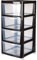 BLACK 4 Drawer Large Plastic Storage Drawer Tower Perfect for Schools, Offices and Children's Toys Storage Solution