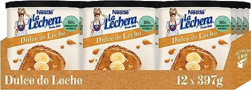 Nestlé La Lechera Dulce de leche, Leche condensada - Lata de leche condensada abre fácil - Caja de 12 x 397 g