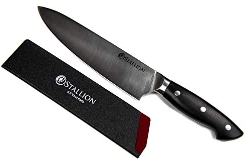 Stallion Professional Messer Kochmesser 22 cm - Klinge aus deutschem 1.4116 Messerstahl und Griff aus G10 GFK