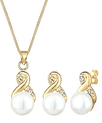 Damen Infinity mit Süßwasserperlen und Kristalle in 925 Sterling Silber