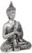 Thai-Buddha mit reflektierendem silberfarbenem Meditationstuch mit Händen, 13 cm, Silber