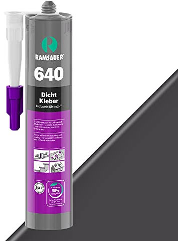 RAMSAUER 640 Dicht Kleber - 460g Kartusche, Kleben & Abdichten von statischen und vibrierenden Konstruktionen, Karosseriebau, Bootsbau, Klimatechnik, Fugen Bodenbereich, rasche Aushärtung (Anthrazit)