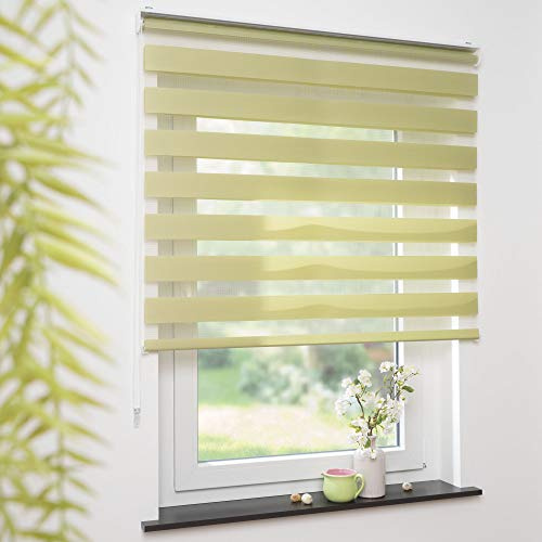 OBI Doppelrollo Duo-Rollo Rollo mit Seitenzuggetriebe Wand- und Deckenmontage | Grün | 120 x 180 cm
