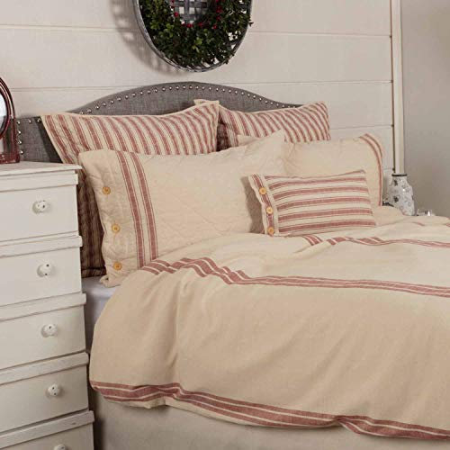 Piper Classics Market Place Bettwäsche-Set, gestreift, für Queen-Size-Betten, 233,7 x 233,7 cm, Ziegelrot und Cremefarben