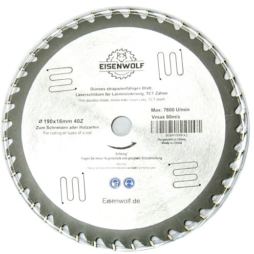 Lama per sega circolare di alta qualità, 190 x 16 mm, 40 denti, per legno