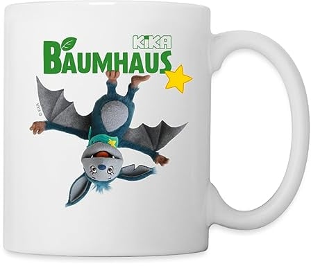 Spreadshirt KiKA-Baumhaus mit Fidi Hängt vom Logo Tasse, One size, Weiß