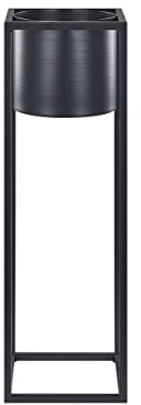 Beliani Pot de Fleurs Grand Format en Métal Noir pour Extérieur Haut sur Pied et Design Chromé pour Jardin Moderne