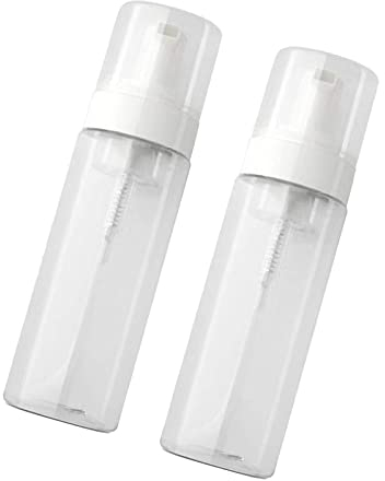 2 Pcs Plastic Dispenser Bottle Multifunctional Travel Bottles Portable Refillable Foam Pump Bottles for Facial Cleanser Hand Soap White