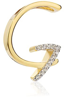 NKlaus Buchstabe G Kettenanhänger 333 gelb Gold Bicolor 14x13mm mit Zirkonia Alphabet 8863