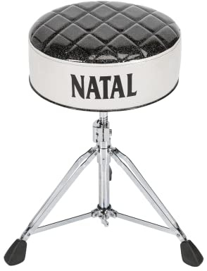 Natal FAT TOP DRUM THRONE - Black Top, White Sides, Logo, Heavy Duty, Quick Release