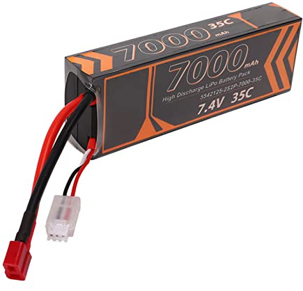 Hztyyier 2S2P LiPo Akku, 7000mAh 7,4V 35C T Form Roter Stecker RC Batterieleistung für RC Truck RC Truggy RC Heli Flugzeug Drone FPV Racing