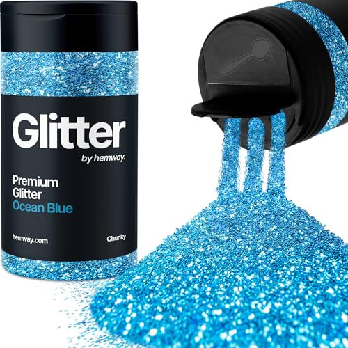 Hemway Premium Glitter Shaker - Ocean Blue | Chunky Metallic Flake Sequins for Resin & Epoxy Crafts | Craft Supplies for Tumblers, Festival, Hair, Face, Body, Eye & Nail Art | 130 g
