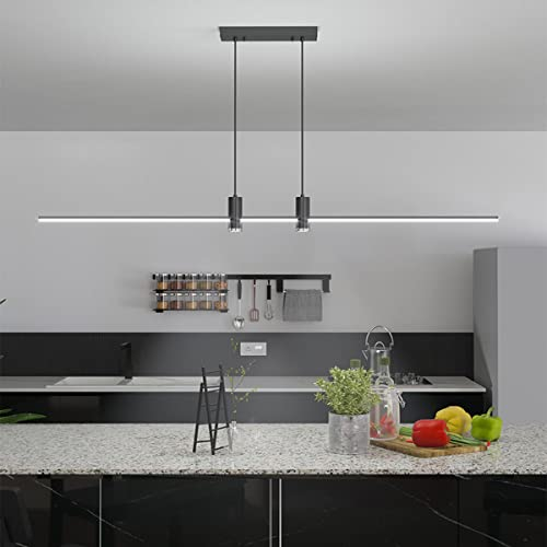 Bellastein LED Pendelleuchte Dimmbar Esstisch Hängelampe Modernen Hängeleuchte Mit Fernbedienung Esstischlampe Pendellampe für Esszimmer Büro Wohnzimmer Arbeitszimmer (Schwarz, 80cm)