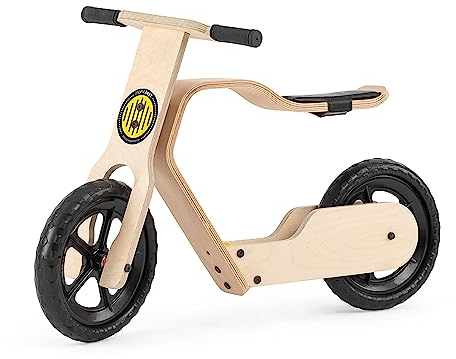 Mamatoyz 02R RideMe Montessori Laufrad zum Aufsitzen aus Naturholz mit Sattel und verstellbarem Lenker für Kinder, fördert Gleichgewicht, Autonomie und Muskelentwicklung
