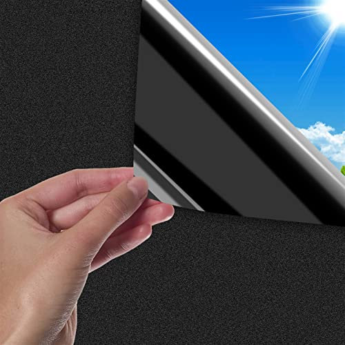Heavyoff Fensterfolie Selbsthaftend Sichtschutzfolie Fenster 3D Regenbogen Glasfolie Statisch Haftend UV-Schutz ohne Kleber Dekofolie für Büro Wohnzimmer Küche, Schwarz matt, 60x100cm