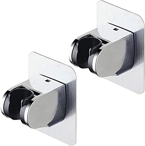 KAIYING Selbstklebender Duschhalterung Ohne Bohren, Winkel Verstellbarer Handbrause Halterung, Duschkopfhalterung im Badezimmer, Wand Montierte Duschbrause Halterung, Brausehalter Bad(2 Stück, Chrom)