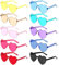 Randlose Herz Brille, Herzförmige Sonnenbrille Mehrfarbig, 10 Stück Sonnenbrillen Set Party, Vintage Herzform Brille, Hippie Brille Herz 90er, für Party, Hochzeit, Karneval, Halloween