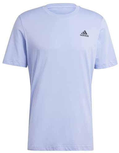 adidas Men's Essentials Single Jersey Embroidered Small Logo Tee, Blue Spark, S