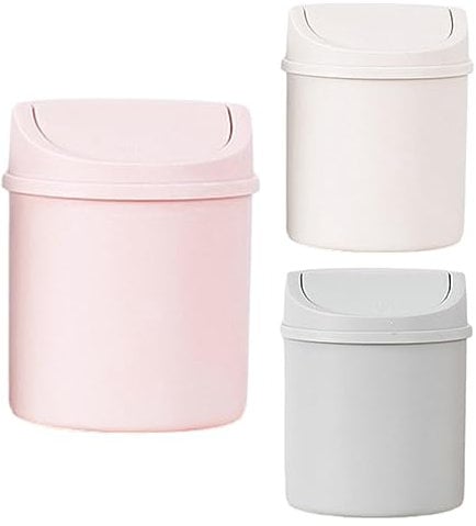 Joyivike 3Piezas Papelera Escritorio, Cubo de Basura de Mesa con Tapa, Cubo de Basura de Escritorio con Tapa, Bote de Basura de Escritorio para Oficina, Baño, Hogar, Almacenamiento de Alimentos